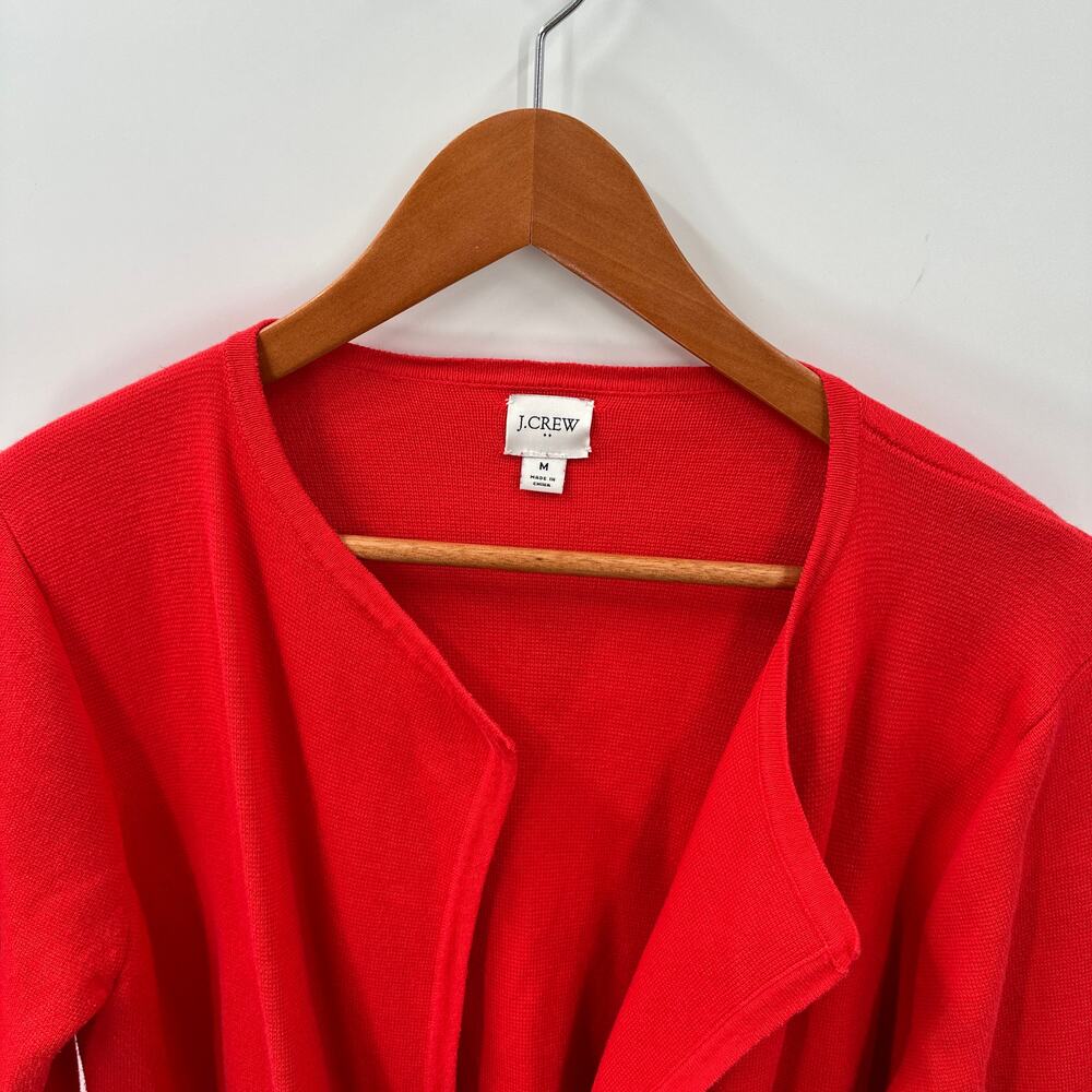 J.CREW Factory Red Vanessa Open Long Cardigan with Pockets AN051 // M - Picture 3 of 7